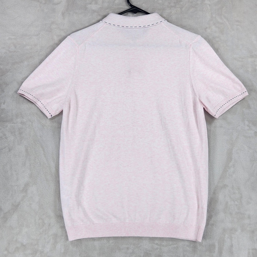 Maceoo Polo Shirt Mens Medium Pink 1/4 Zip Italian Cotton Knit Short Sleeve - Picture 3 of 12